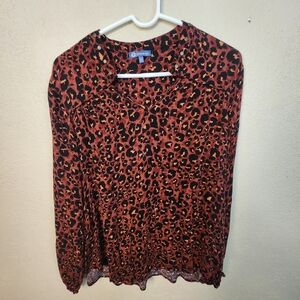 Democracy Orange and Black Leopard Print Blouse XL (5711)